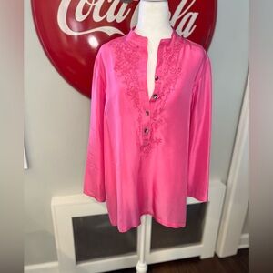 Chico's Pink Embroidered Tunic Top